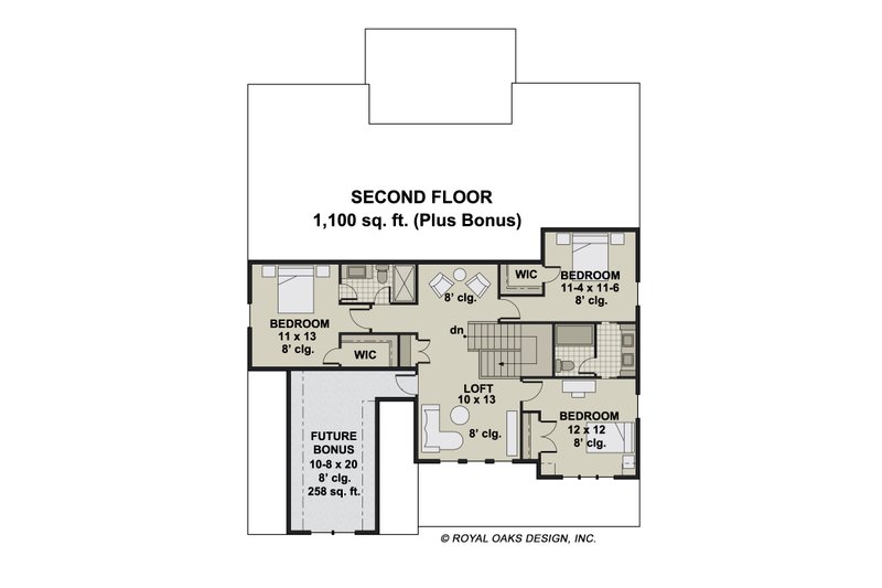 House Plan Design - Floor Plan - Upper Floor for Farmhouse House Plan #51-1213 - 4 bed, 3.5 bath