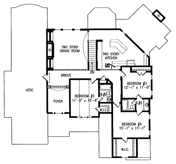 Dream House Plan - Country Floor Plan - Upper Floor Plan #54-202