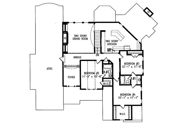 House Blueprint - Floor Plan - Upper Floor for Country House Plan #54-202 - 4 bed, 3.5 bath
