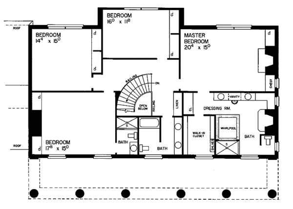 House Blueprint - Classical Floor Plan - Upper Floor Plan #72-698