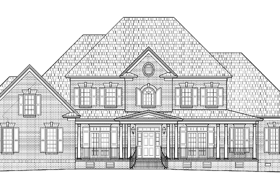 Exterior - Front Elevation 3 for Colonial House Plan #1054-12 - 6 bed, 6.5 bath