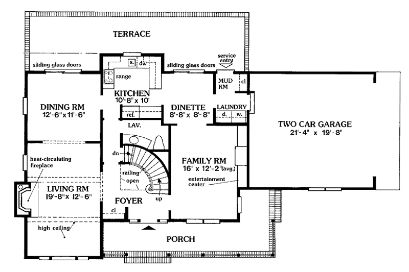 Dream House Plan - Floor Plan - Main Floor for Country House Plan #314-238 - 4 bed, 2.5 bath