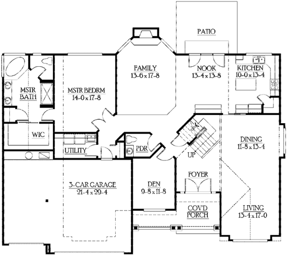 Architectural House Design - Craftsman Floor Plan - Main Floor Plan #132-394