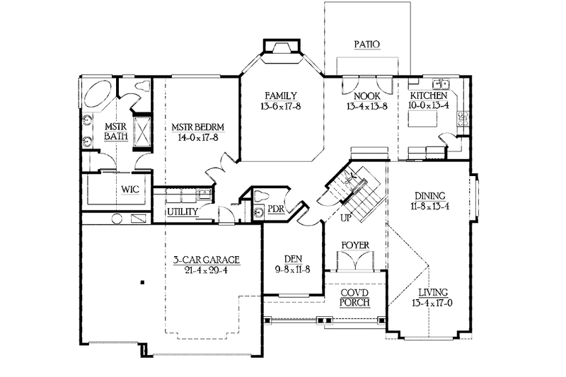House Plan Design - Floor Plan - Main Floor for Craftsman House Plan #132-394 - 4 bed, 2.5 bath
