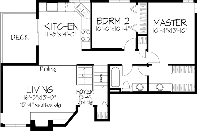 Home Plan - Floor Plan - Main Floor for Contemporary House Plan #320-1156 - 3 bed, 2 bath
