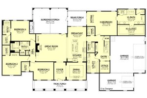 Floor Plan - Main Floor for Country House Plan #430-135 - 4 bed, 3.5 bath