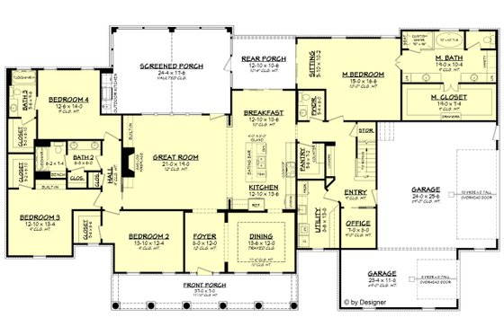 Floor Plan - Main Floor for Country House Plan #430-135 - 4 bed, 3.5 bath