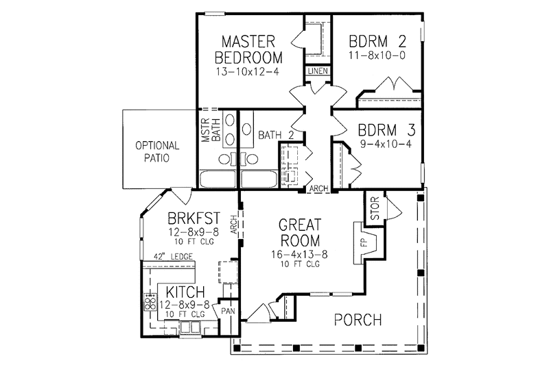 Dream House Plan - Floor Plan - Main Floor for Country House Plan #952-193 - 3 bed, 2 bath