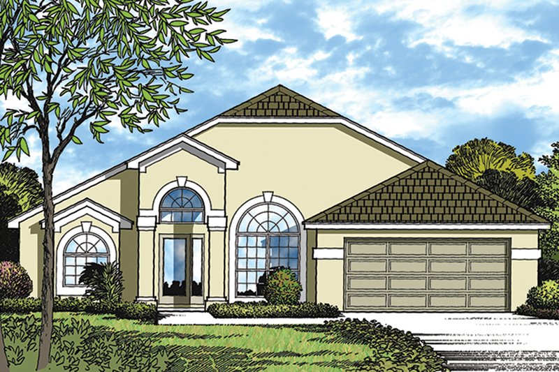 Dream House Plan - Exterior - Front Elevation 3 for Mediterranean House Plan #417-836 - 3 bed, 2 bath