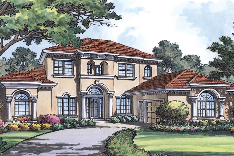 Home Plan - Exterior - Front Elevation 3 for Mediterranean House Plan #417-572 - 4 bed, 5 bath