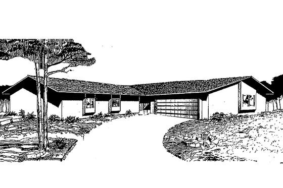 Exterior - Front Elevation 3 for Ranch House Plan #60-742 - 3 bed, 2 bath