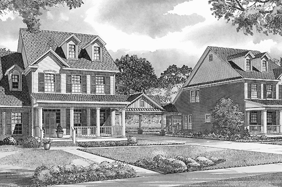 Exterior - Front Elevation 3 for Country House Plan #17-2904 - 8 bed, 4 bath