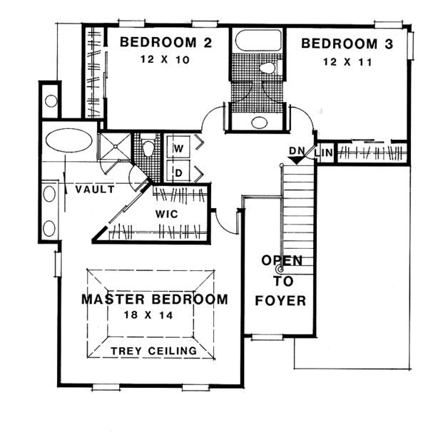 Dream House Plan - Traditional Floor Plan - Upper Floor Plan #56-663