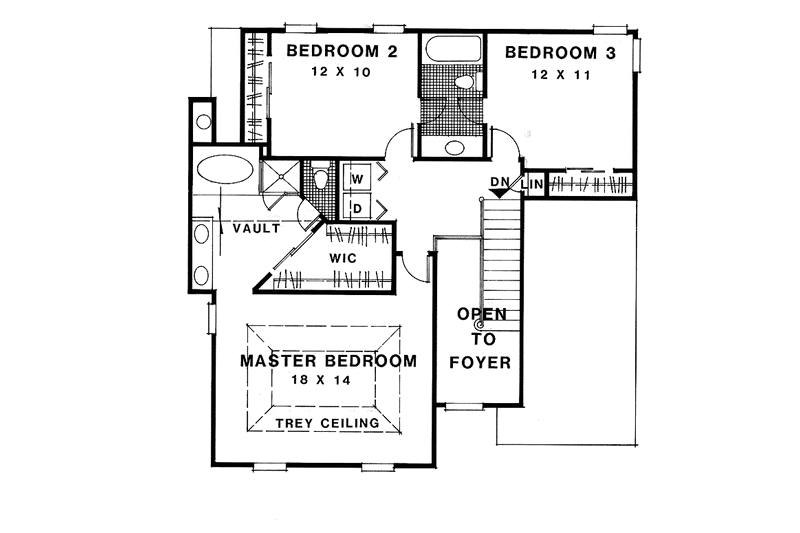 Home Plan - Floor Plan - Upper Floor for Traditional House Plan #56-663 - 3 bed, 2.5 bath