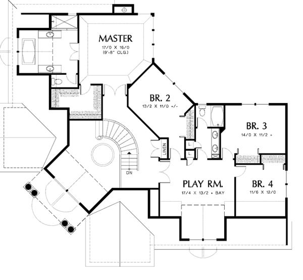 Dream House Plan - Traditional Floor Plan - Upper Floor Plan #48-802