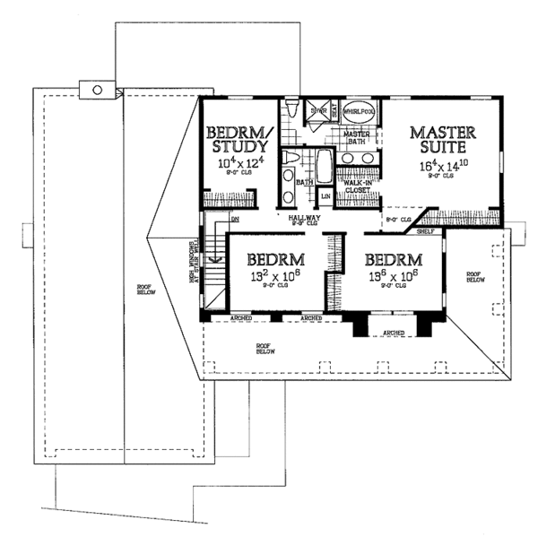 Architectural House Design - Mediterranean Floor Plan - Upper Floor Plan #72-843