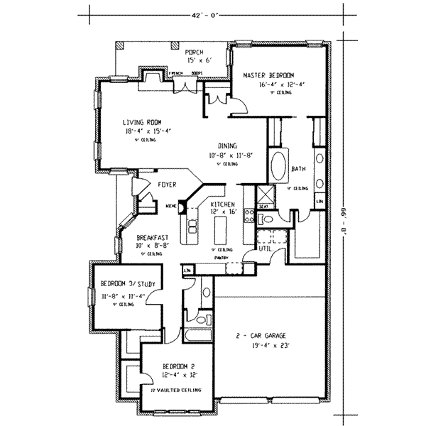House Blueprint - European Floor Plan - Main Floor Plan #410-214