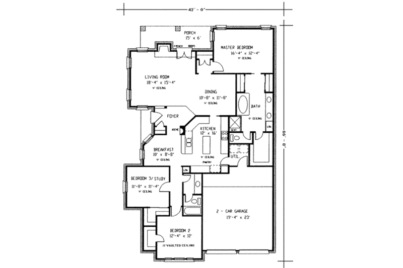 Dream House Plan - Floor Plan - Main Floor for European House Plan #410-214 - 2 bed, 2 bath