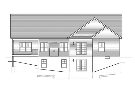 Exterior - Rear Elevation for Ranch House Plan #1010-104 - 3 bed, 2.5 bath