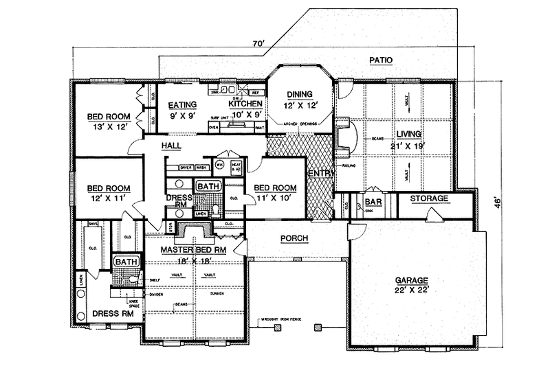 Home Plan - Floor Plan - Main Floor House Plan #45-471 - 4 bed, 2 bath