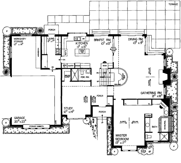 House Blueprint - Tudor Floor Plan - Main Floor Plan #72-801