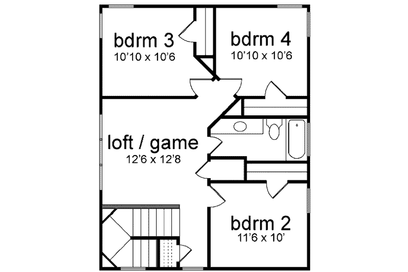 Home Plan - Floor Plan - Upper Floor for Colonial House Plan #84-121 - 4 bed, 2.5 bath