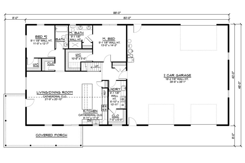 House Plan Design - Floor Plan - Main Floor for Barndominium House Plan #1064-164 - 4 bed, 3 bath