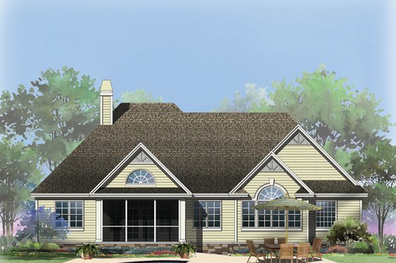 Exterior - Rear Elevation for Country House Plan #929-940 - 3 bed, 2 bath