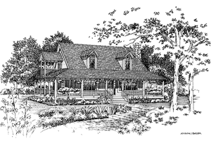 Exterior - Front Elevation 3 for Country House Plan #72-1020 - 3 bed, 2 bath