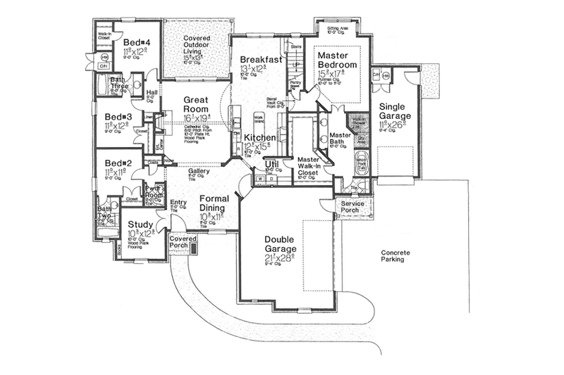 Dream House Plan - Floor Plan - Main Floor for European House Plan #310-1271 - 4 bed, 3.5 bath
