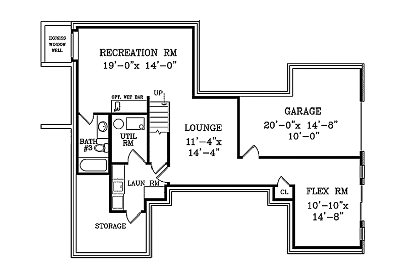 Home Plan - Floor Plan - Lower Floor for Country House Plan #314-284 - 3 bed, 3 bath