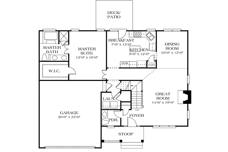 Dream House Plan - Floor Plan - Main Floor for Country House Plan #453-93 - 3 bed, 2.5 bath
