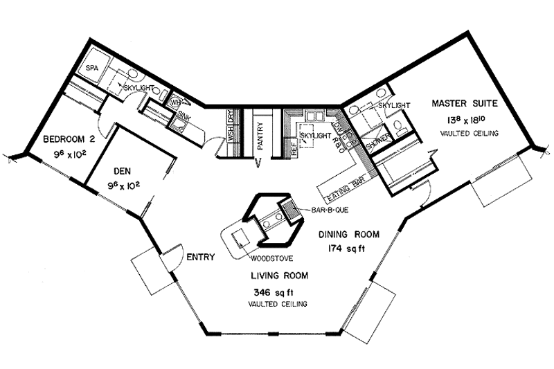 Architectural House Design - Floor Plan - Main Floor for Contemporary House Plan #60-687 - 2 bed, 2 bath