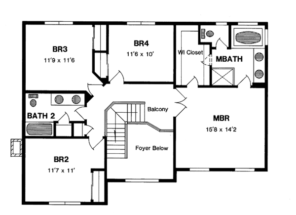Home Plan - Colonial Floor Plan - Upper Floor Plan #316-220