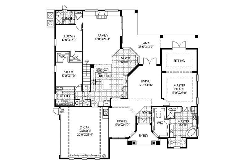 Home Plan - Floor Plan - Main Floor for Mediterranean House Plan #999-131 - 3 bed, 3.5 bath