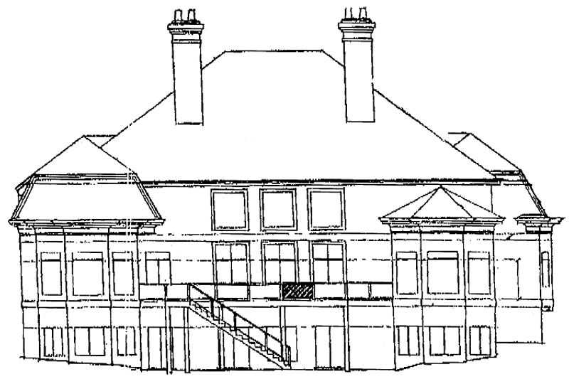 Home Plan - Exterior - Rear Elevation for European House Plan #429-146 - 5 bed, 3.5 bath