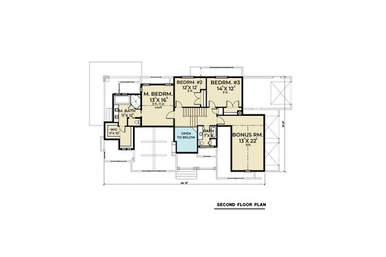 Floor Plan - Upper Floor for Cottage House Plan #1070-107 - 3 bed, 3.5 bath