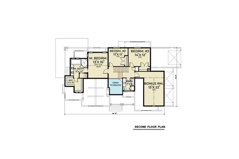 House Blueprint - Floor Plan - Upper Floor for Cottage House Plan #1070-107 - 3 bed, 3.5 bath