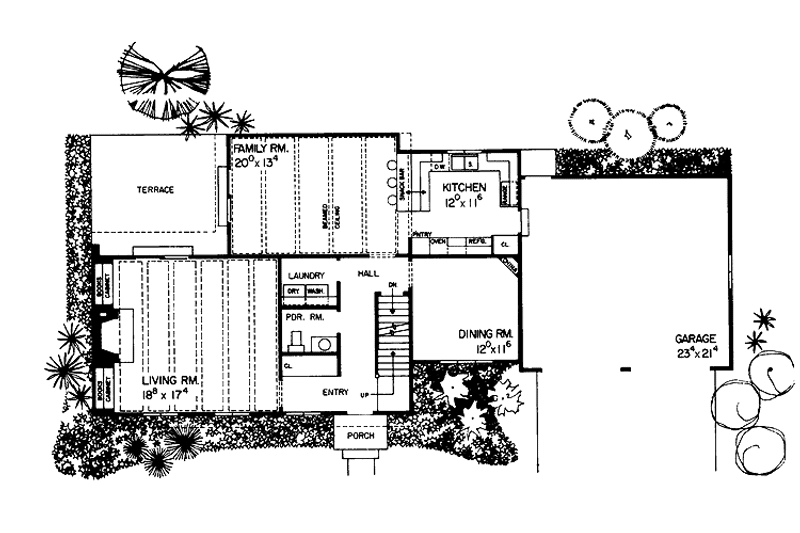 House Blueprint - Floor Plan - Main Floor for Colonial House Plan #72-676 - 4 bed, 2.5 bath