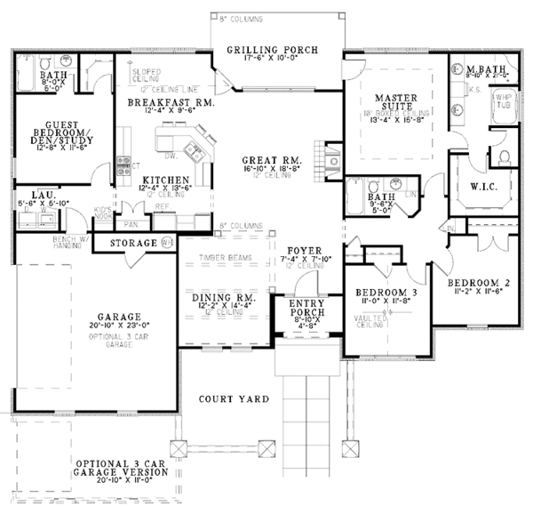 Home Plan - Adobe / Southwestern Floor Plan - Main Floor Plan #17-2918