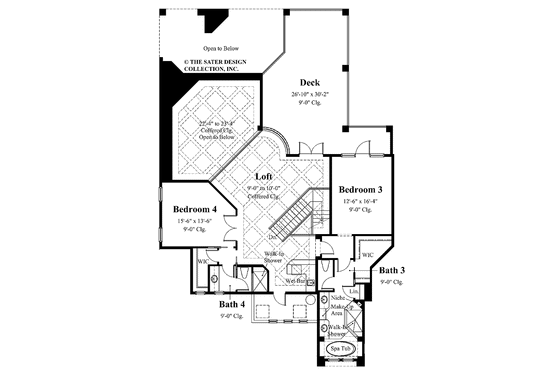 Floor Plan - Upper Floor for Mediterranean House Plan #930-329 - 5 bed, 6 bath