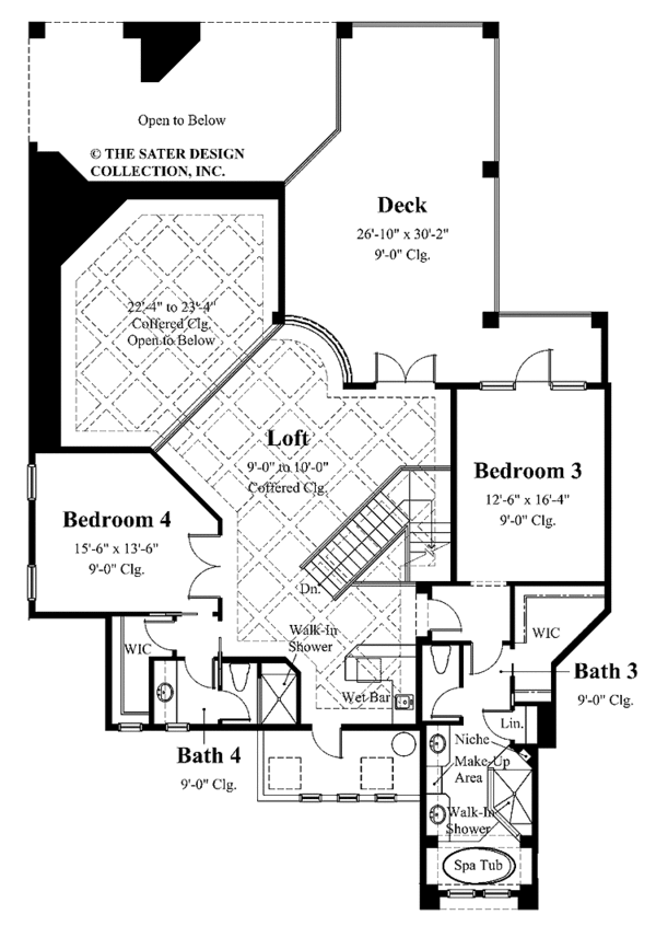 House Blueprint - Mediterranean Floor Plan - Upper Floor Plan #930-329
