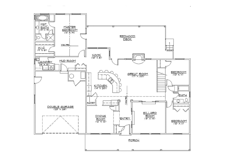 Home Plan - Floor Plan - Main Floor for Adobe / Southwestern House Plan #945-126 - 3 bed, 2 bath