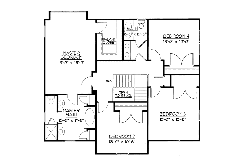 House Blueprint - Floor Plan - Upper Floor for Country House Plan #978-18 - 4 bed, 2.5 bath
