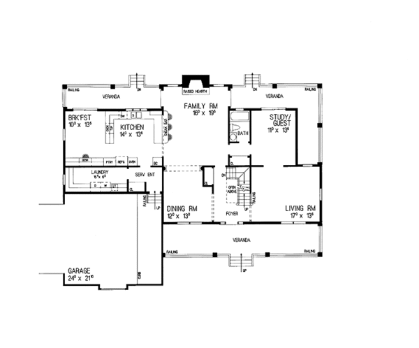 Home Plan - Craftsman Floor Plan - Main Floor Plan #72-835