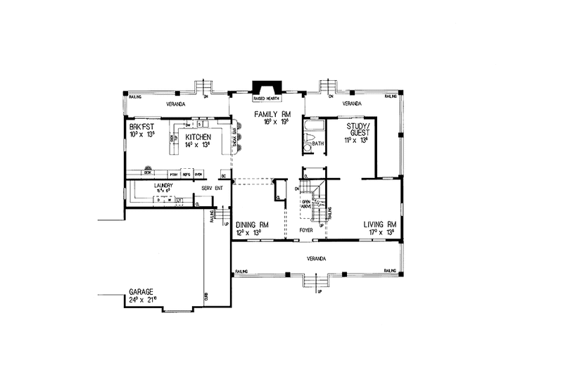 Home Plan - Floor Plan - Main Floor for Craftsman House Plan #72-835 - 3 bed, 3 bath