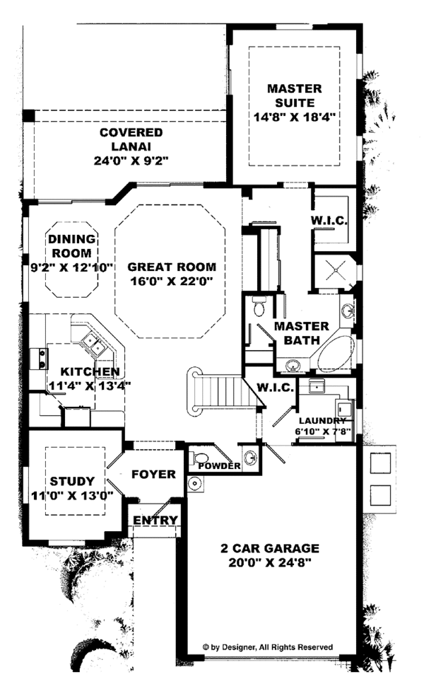 Architectural House Design - Mediterranean Floor Plan - Main Floor Plan #1017-89