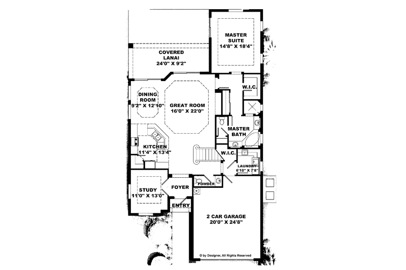 Home Plan - Floor Plan - Main Floor for Mediterranean House Plan #1017-89 - 3 bed, 2.5 bath
