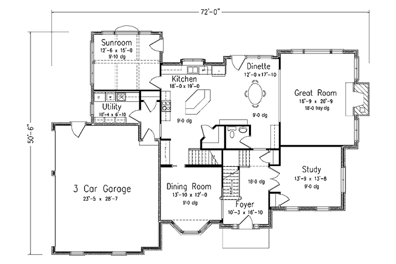 Home Plan - Floor Plan - Main Floor for European House Plan #994-4 - 4 bed, 2.5 bath