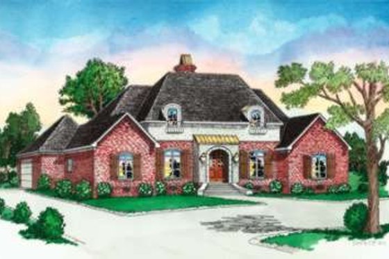 Exterior - Front Elevation for European House Plan #16-300 - 4 bed, 3 bath